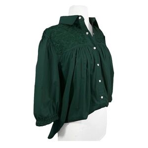 Green Puff Sleeve Blouse